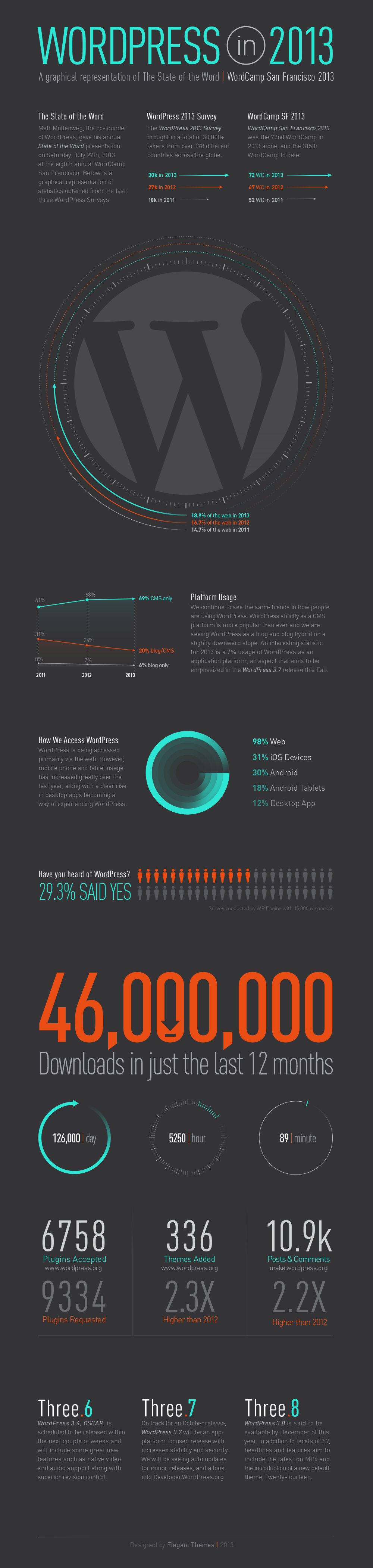 The State Of The Word infographic on WordPress's year in 2013.