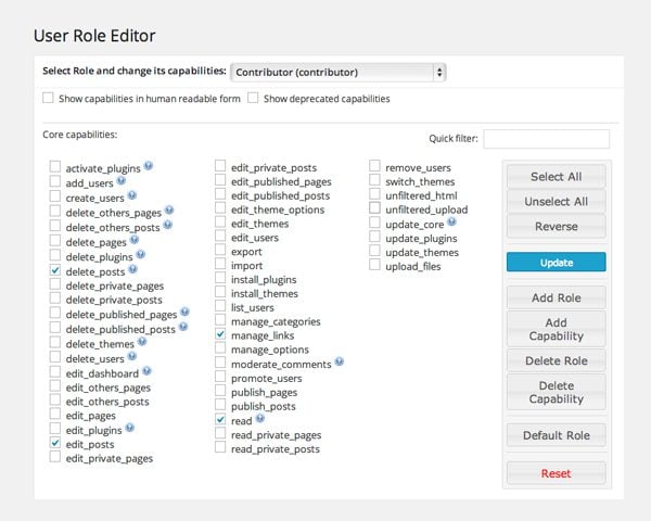 User Role Core Capabilities