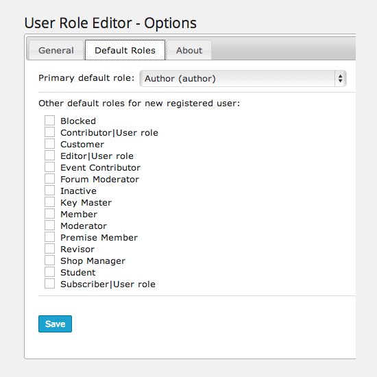 User Role Editor Default Roles