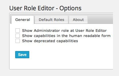 User Role Editor General Options