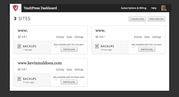 VaultPress Dashboard