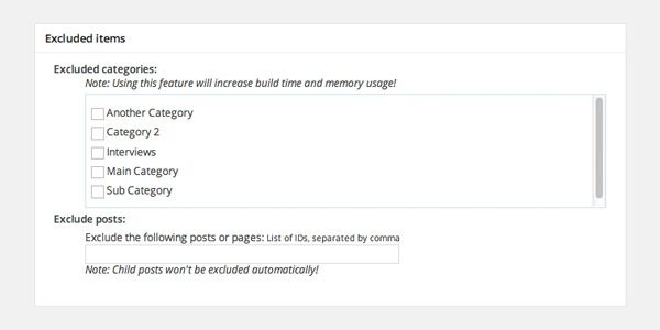Categories, Posts and Pages Can All Be Excluded
