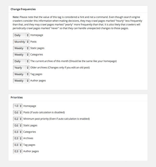 Change the Frequency and Priority of Pages