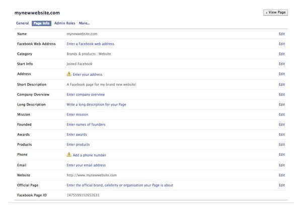 Facebook Page Info