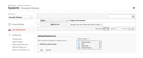 Google Analytics User Management