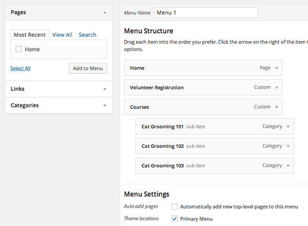 WordPress-LMS-Basic-Menu-Heirarchy