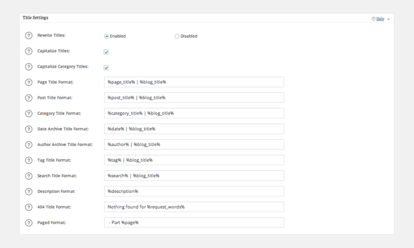 All in One SEO Pack Title Settings