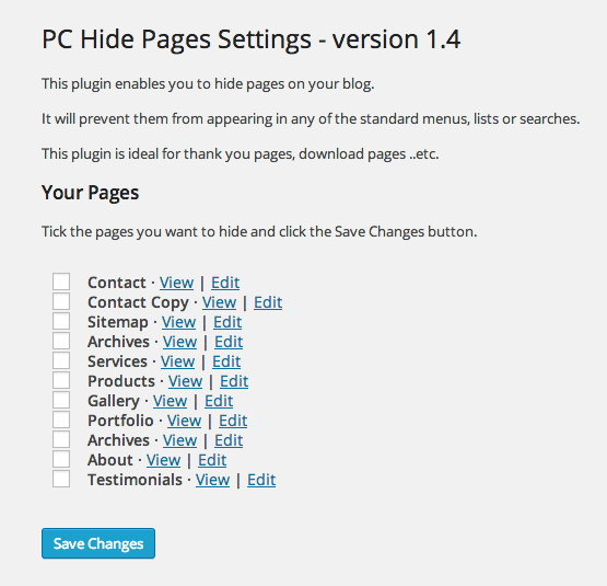 PC Hide Pages