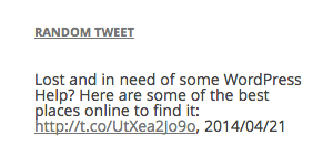 Random Tweet Widget