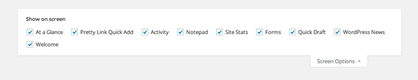 WordPress Screen Options