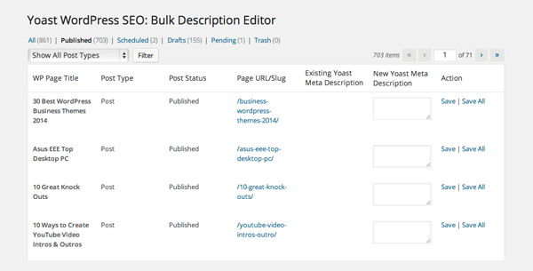 WordPress SEO Bulk Description Editor