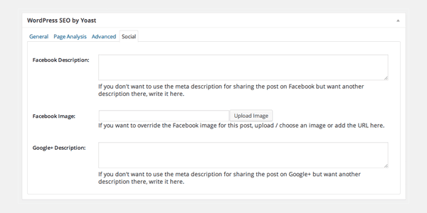 WordPress SEO Advanced Social Post Settings