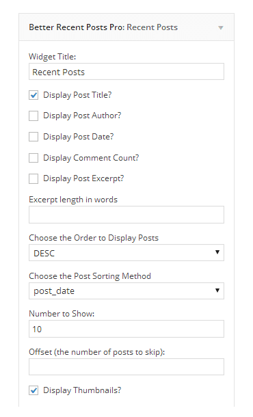 Better Recent Posts Widget Pro