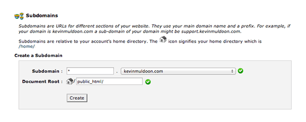 Create a Wildcard subdomain