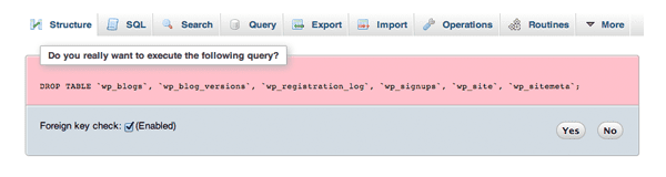 Drop Database Tables