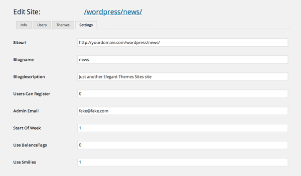 Edit Site Settings