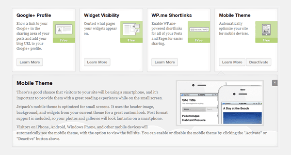 Activate Jetpack Mobile Theme