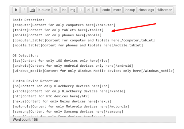 Mobile Content - Mobile Detection WordPress Plugin