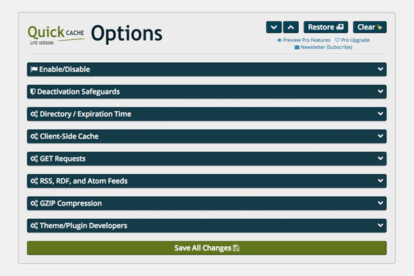 Quick Cache Options