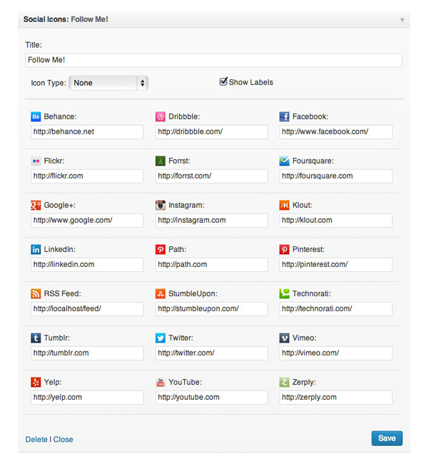 Social Icons Widget
