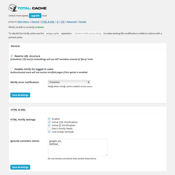 Configure Settings of W3 Total Cache