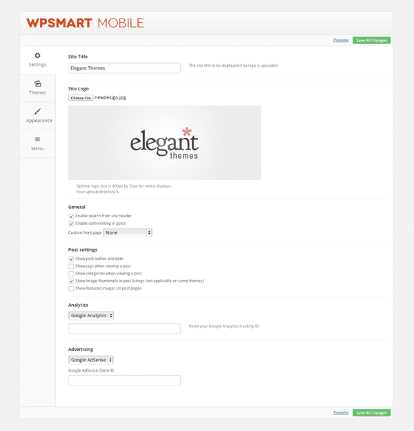 WP Smart Mobile Theme Plugin Settings