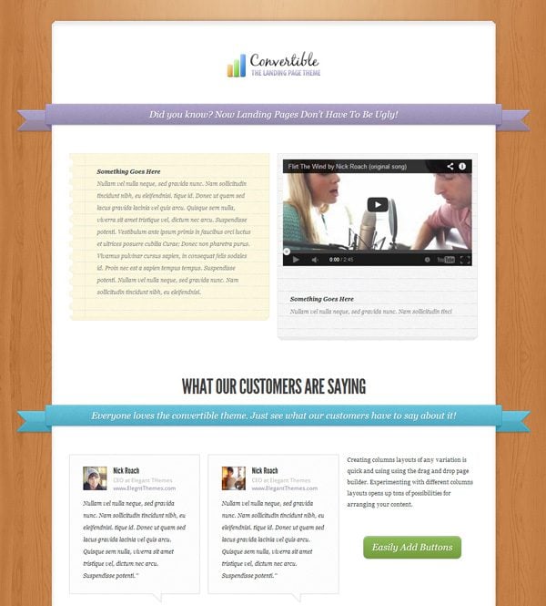 Convertible Landing Page WordPress Theme