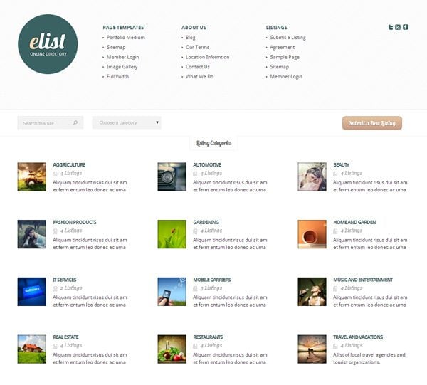 eList WordPress Directory Theme