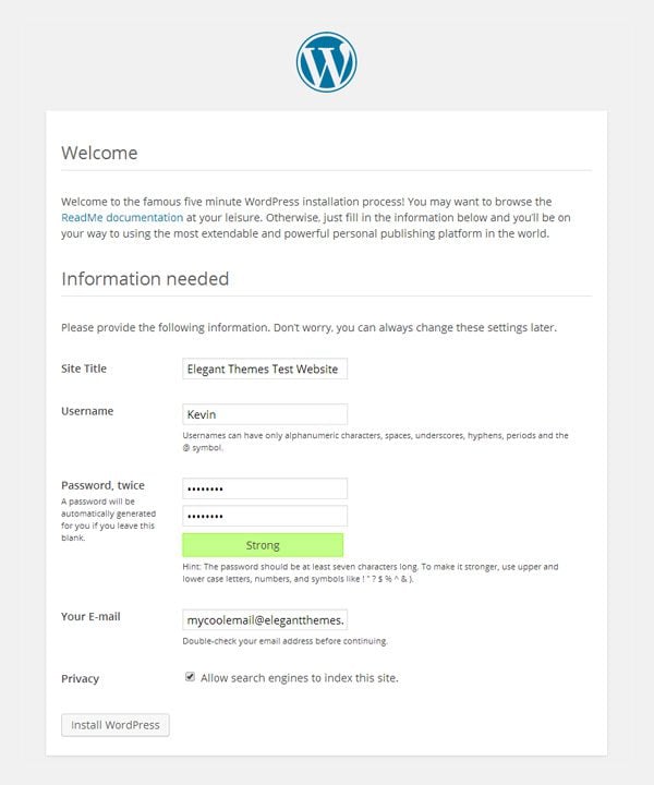 Installing WordPress