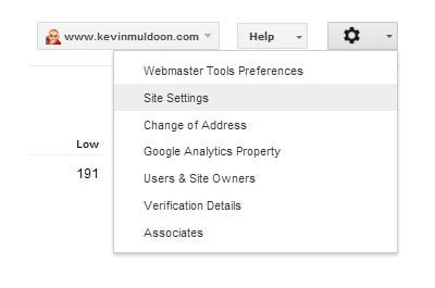 Webmaster Tools Site Settings