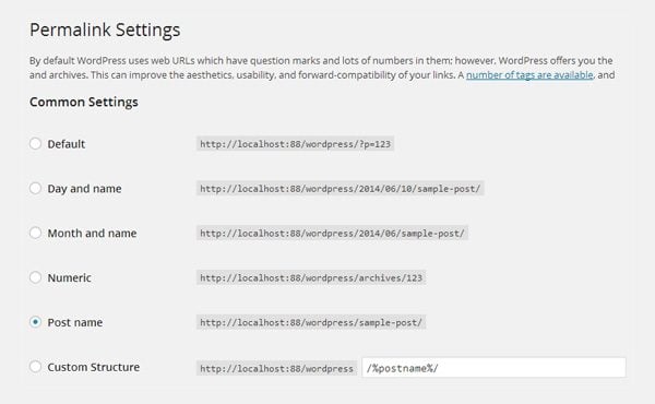 WordPress Permalink Settings