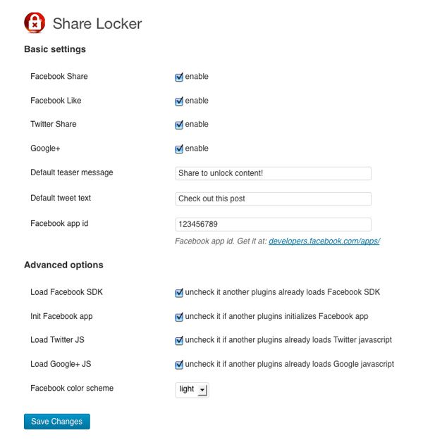 Share Locker Settings