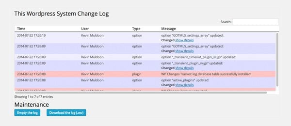 WP Changes Tracker