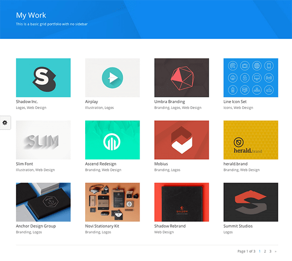 Notice that under each portfolio item's title there are custom taxonomy tags.