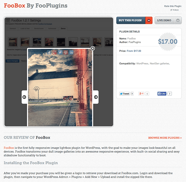 This is an example of a plugin review as displayed in a custom post type with custom taxonomies.