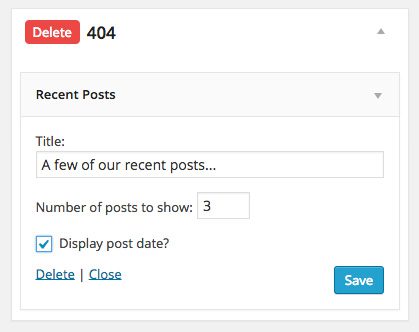 Configuring my recent posts widget