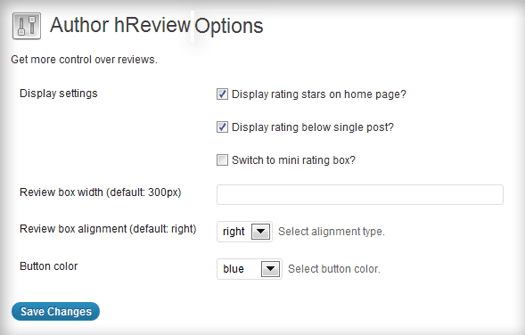 Example of plugin options in the back end