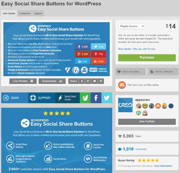 Easy Social Share Buttons for WordPress