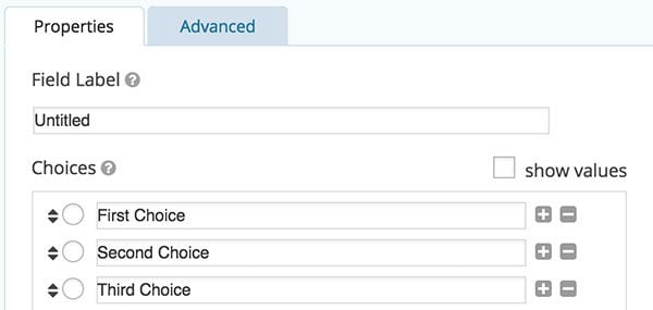 Basic field form properties