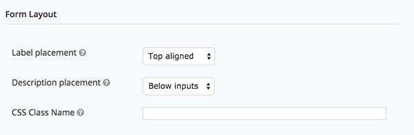 Form layout settings