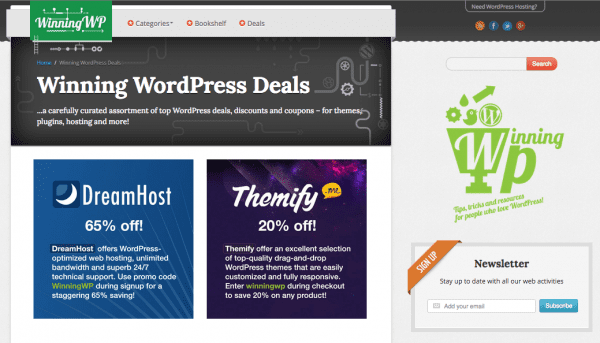 Hosting and WordPress Coupons on WinningWP 