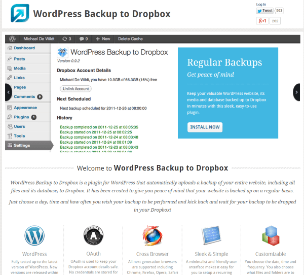 WordPress Backup to Dropbox