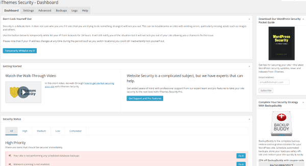 Everything You Need to Know About the iThemes Security Plugin - The Dashboard