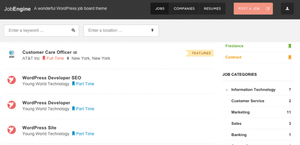 JobEngine: a standalone Job Board WordPress Theme