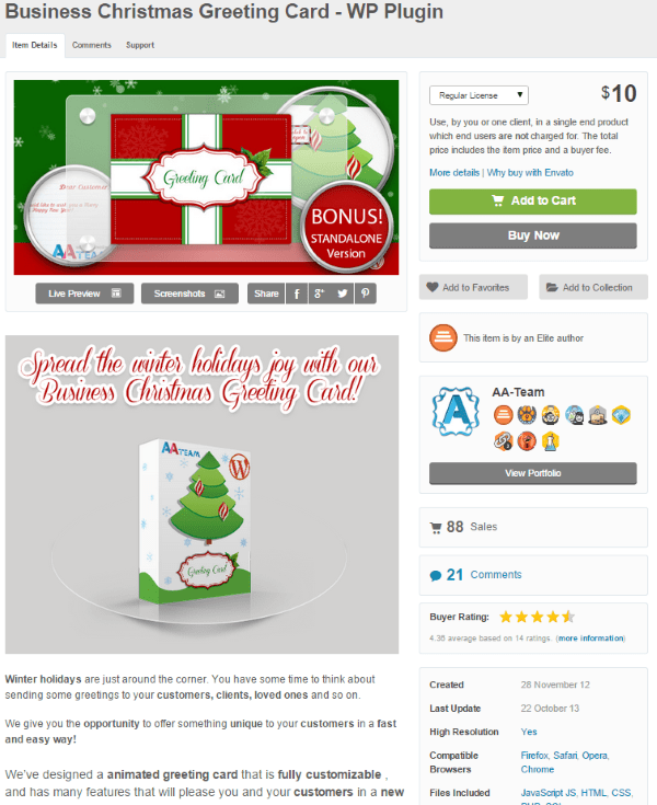 WordPress Christmas Plugins - Business Christmas Greeting Card