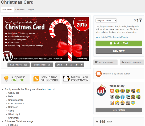 WordPress Christmas Plugins - Christmas Card