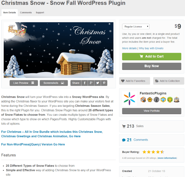 WordPress Christmas Plugins - Christmas Snow