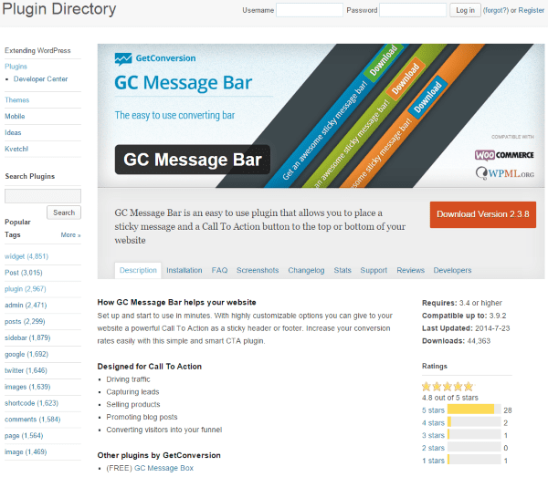 WordPress Christmas Plugins - GC Message Bar