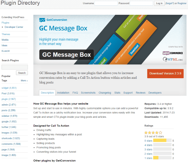 WordPress Christmas Plugins - GC Message Box