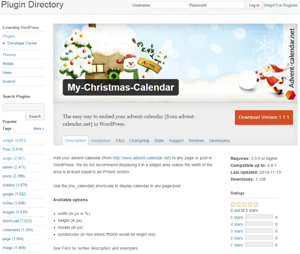 WordPress Christmas Plugins - My-Christmas-Calendar